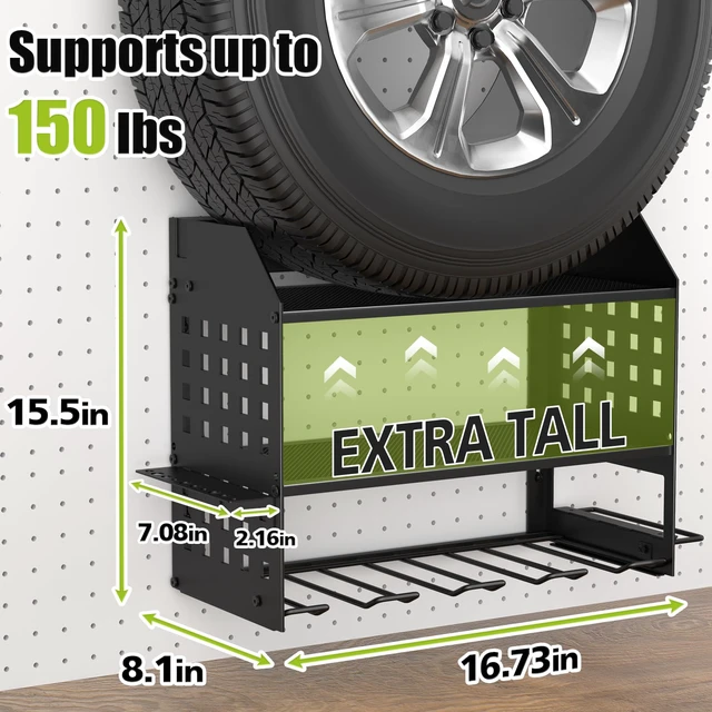 Alt view image 6 of 7 - Power Tool Organizer Wall Mount with Charging Station,3 Layer,Black Metal Tool Storage Rack with 4 Drill Holders, Heavy Duty Power Tool Shelf for Garage,Warehouse,Workshop, Gift for Men,Husband