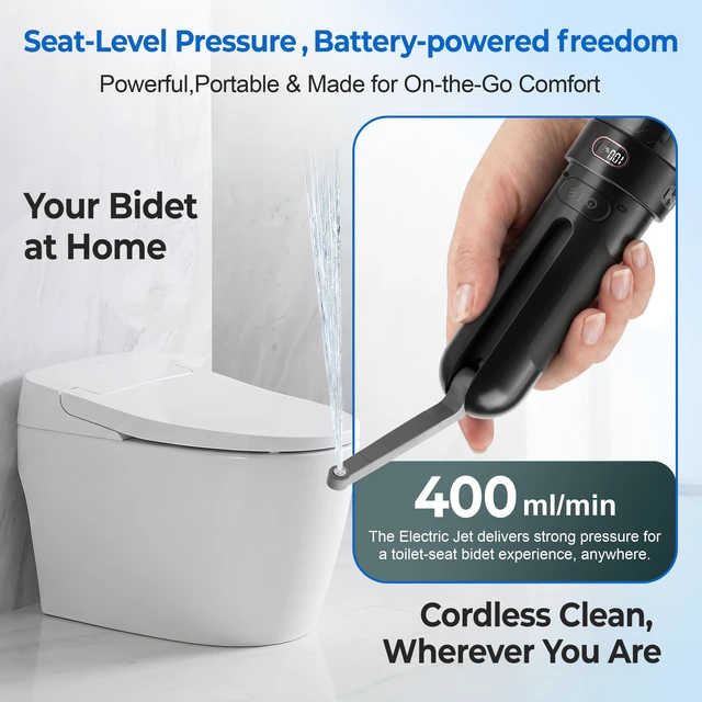 Alt view image 3 of 7 - Electric Portable Bidet Rechargeable Travel Bidet for Women Postpartum Care & Personal Hygiene | 3 Pressure Modes for Home Travel & Camping, Black