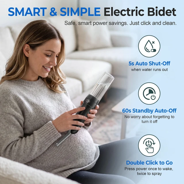 Alt view image 4 of 7 - Electric Portable Bidet Rechargeable Travel Bidet for Women Postpartum Care & Personal Hygiene | 3 Pressure Modes for Home Travel & Camping, Black
