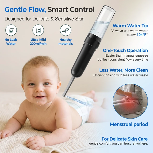 Alt view image 5 of 7 - Electric Portable Bidet Rechargeable Travel Bidet for Women Postpartum Care & Personal Hygiene | 3 Pressure Modes for Home Travel & Camping, Black