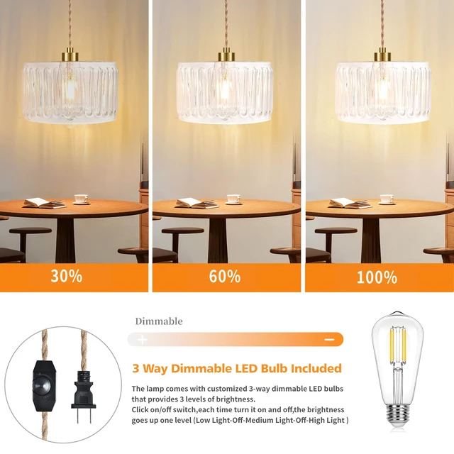 Alt view image 2 of 7 - Glass Plug in Pendant Light Hanging Lights with Plug in Cord Milk White Hanging Lamp Gold Dimmable Mid Century Modern Plug in Chandelier Ceiling Fixture for Living Room,Kitchen,Boho