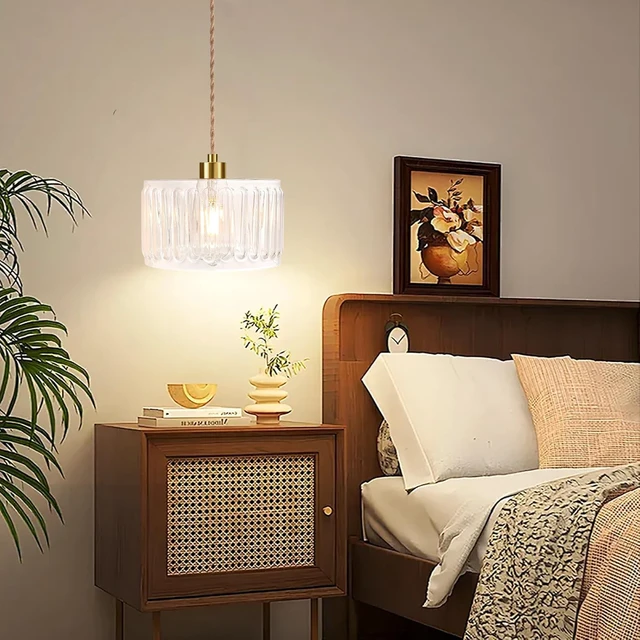 Alt view image 3 of 7 - Glass Plug in Pendant Light Hanging Lights with Plug in Cord Milk White Hanging Lamp Gold Dimmable Mid Century Modern Plug in Chandelier Ceiling Fixture for Living Room,Kitchen,Boho