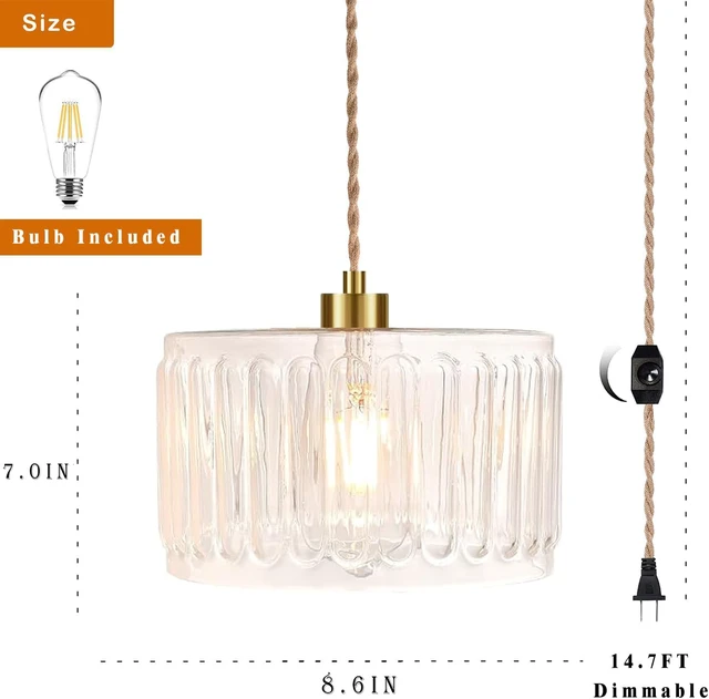 Alt view image 5 of 7 - Glass Plug in Pendant Light Hanging Lights with Plug in Cord Milk White Hanging Lamp Gold Dimmable Mid Century Modern Plug in Chandelier Ceiling Fixture for Living Room,Kitchen,Boho