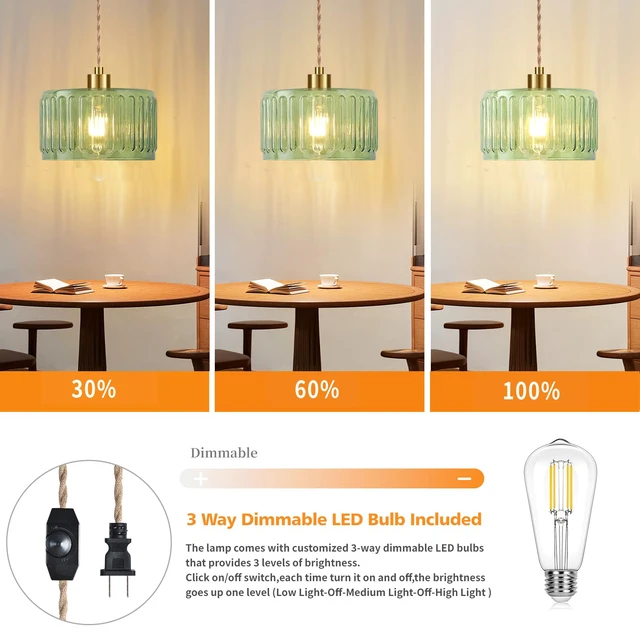 Alt view image 2 of 7 - Plug in Pendant Light Hanging Lights with Plug in Cord Boho Hanging Lamp Glass Gold Mid Century Modern Vintage Dimmable Green Flower Plug in Chandelier Ceiling Fixture for Living Room,Kitchen