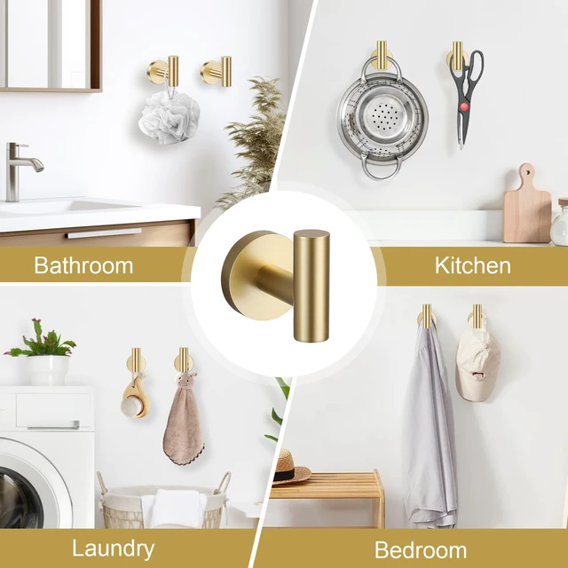 Alt view image 5 of 7 - Brushed Gold Bathroom Hardware Set, 5 Pieces Gold Towel Bar Bathroom Accessories, Upgraded Toilet Paper Holder with Shelf Set, 23.6 Inch Towel Rack Towel Holder for Bathroom Wall