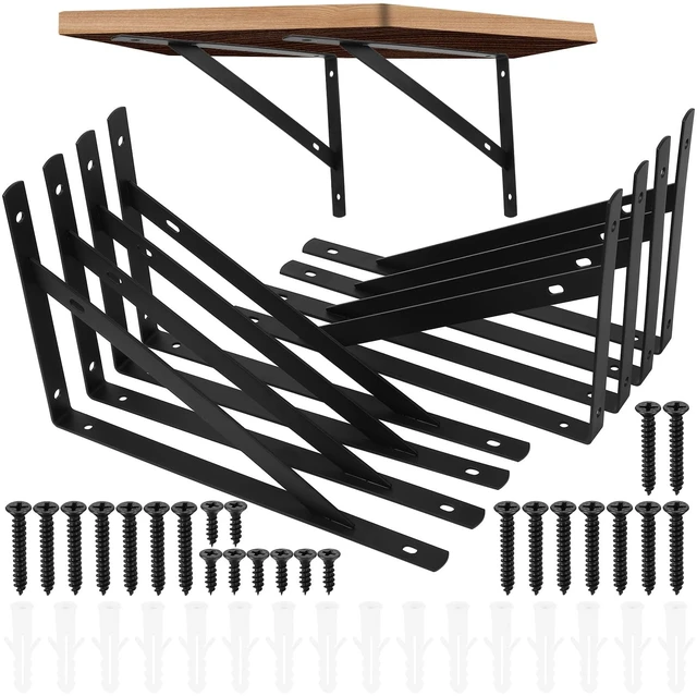 Main image of 8 Pcs Heavy Duty Shelf Brackets, Floating Metal Shelf Brackets, Metal Wall Mount L Shaped Shelves Support Angle Brackets for Heavy Duty Floating Shelves Shelf Brackets (9.84 x6.29 inch)