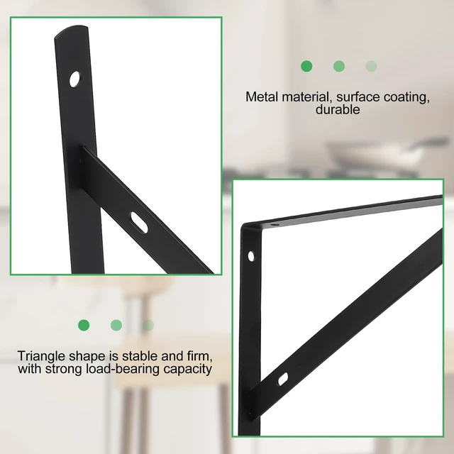 Alt view image 3 of 7 - 8 Pcs Heavy Duty Shelf Brackets, Floating Metal Shelf Brackets, Metal Wall Mount L Shaped Shelves Support Angle Brackets for Heavy Duty Floating Shelves Shelf Brackets (9.84 x6.29 inch)