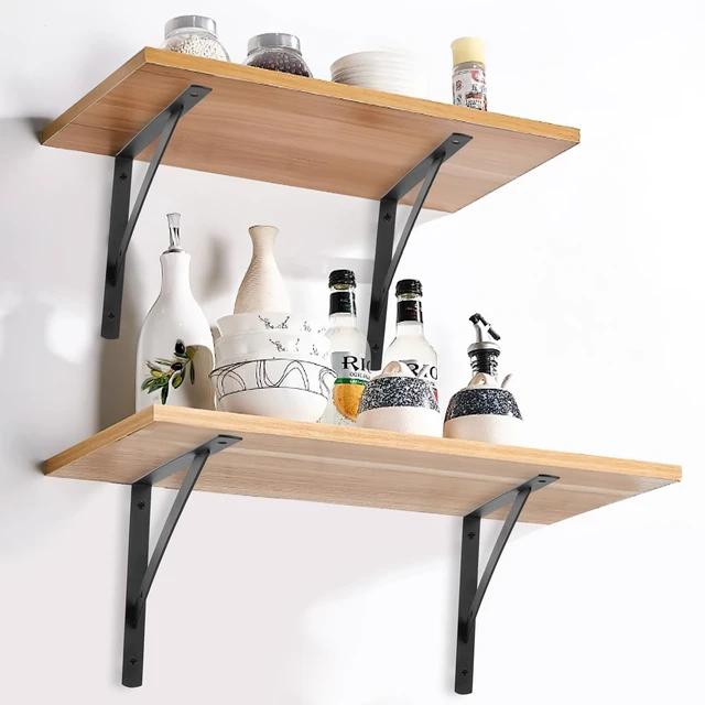Alt view image 4 of 7 - 8 Pcs Heavy Duty Shelf Brackets, Floating Metal Shelf Brackets, Metal Wall Mount L Shaped Shelves Support Angle Brackets for Heavy Duty Floating Shelves Shelf Brackets (9.84 x6.29 inch)