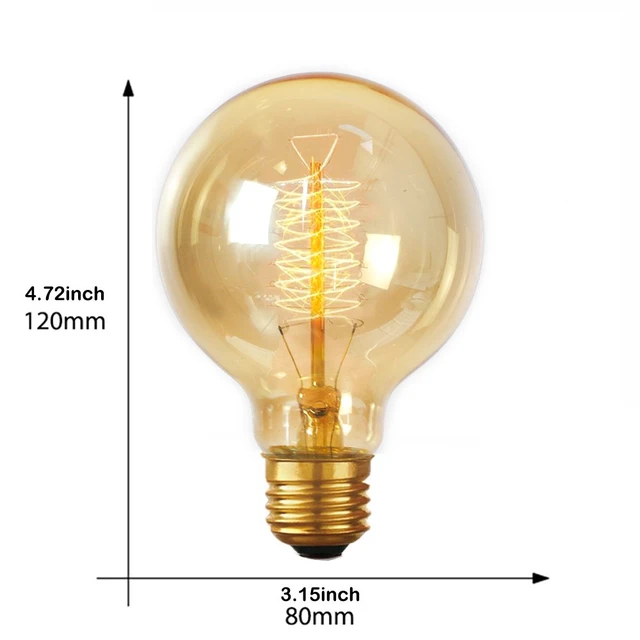 Alt view image 6 of 7 - 4-Pack Edison Light Bulbs 60 Watt Dimmable G80 Vintage Warm Bulbs 2200K Warm Light, 230LM Brightness, 110V E26 Base, Dimmable Vintage Style Bulb for Bedroom Living Room Decor