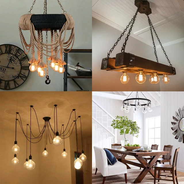 Alt view image 7 of 7 - 4-Pack Edison Light Bulbs 60 Watt Dimmable G80 Vintage Warm Bulbs 2200K Warm Light, 230LM Brightness, 110V E26 Base, Dimmable Vintage Style Bulb for Bedroom Living Room Decor
