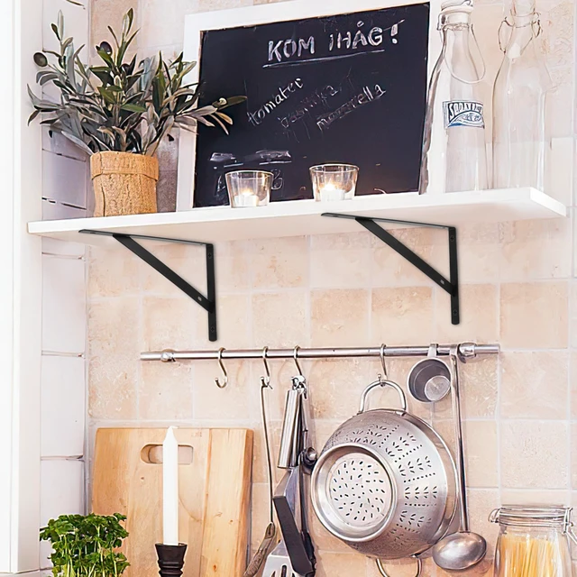 Alt view image 7 of 7 - 8 Pcs Heavy Duty Shelf Brackets, Floating Metal Shelf Brackets, Metal Wall Mount L Shaped Shelves Support Angle Brackets for Heavy Duty Floating Shelves Shelf Brackets (9.84 x6.29 inch)