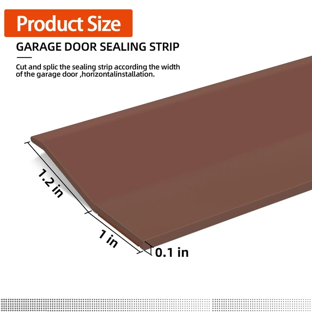 Alt view image 2 of 7 - Garage Door Seal Top and Sides with Nails, 40 FT, Brown Garage door insulation weather stripping, universal fit, includes nails and lids, TPE weatherproofing trim for garage doors
