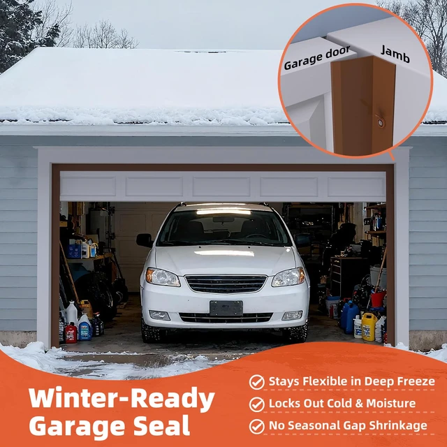 Alt view image 4 of 7 - Garage Door Seal Top and Sides with Nails, 40 FT, Brown Garage door insulation weather stripping, universal fit, includes nails and lids, TPE weatherproofing trim for garage doors