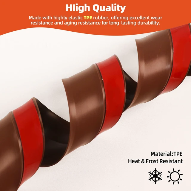 Alt view image 3 of 7 - Garage Door Seal Top and Sides with Nails, 40 FT, Brown Garage door insulation weather stripping, universal fit, includes nails and lids, TPE weatherproofing trim for garage doors