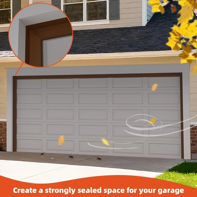 Alt view image 6 of 7 - Garage Door Seal Top and Sides with Nails, 40 FT, Brown Garage door insulation weather stripping, universal fit, includes nails and lids, TPE weatherproofing trim for garage doors
