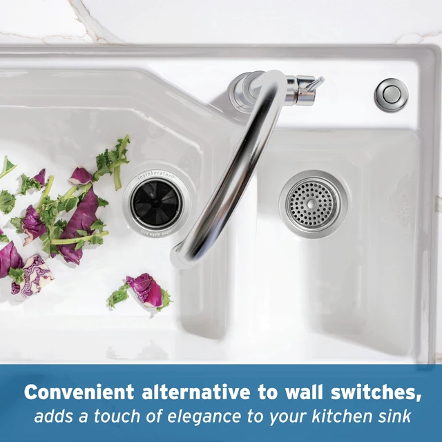 Alt view image 3 of 7 - Air Switch Decorative Button for Dual Outlet Garbage Disposal Air Switch Kit, STC-CHRM, Chrome