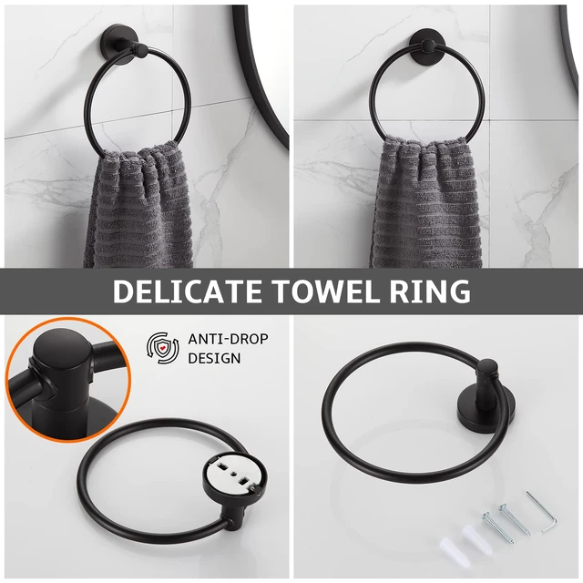 Alt view image 4 of 7 - Bathroom Hardware Set Matte Black 4-Pieces Bathroom Towel Rack 24 Inches Adjustable Bathroom Accessories Set