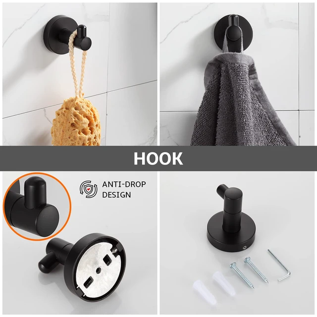 Alt view image 6 of 7 - Bathroom Hardware Set Matte Black 4-Pieces Bathroom Towel Rack 24 Inches Adjustable Bathroom Accessories Set