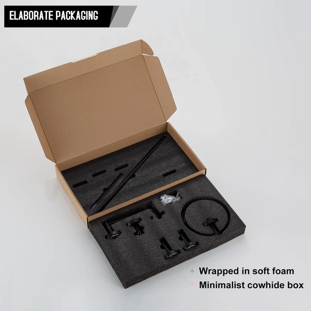 Alt view image 7 of 7 - Bathroom Hardware Set Matte Black 4-Pieces Bathroom Towel Rack 24 Inches Adjustable Bathroom Accessories Set