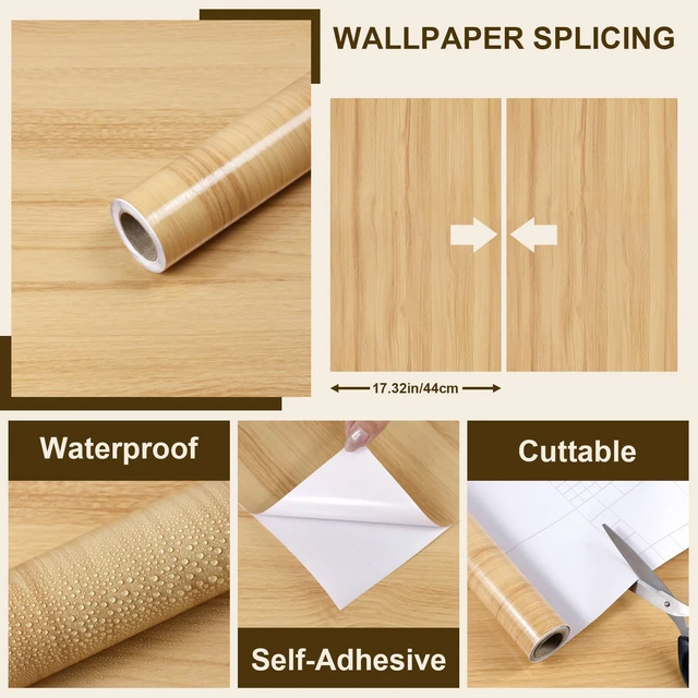 Alt view image 4 of 7 - Light Wood Grain Contact Paper Peel and Stick Wallpaper A Set of 23.6"x400" Natural Wooden Contact Paper for Cabinets Countertops Drawer Shelf Liner Self-adhesive Removable Wallpaper Waterproof