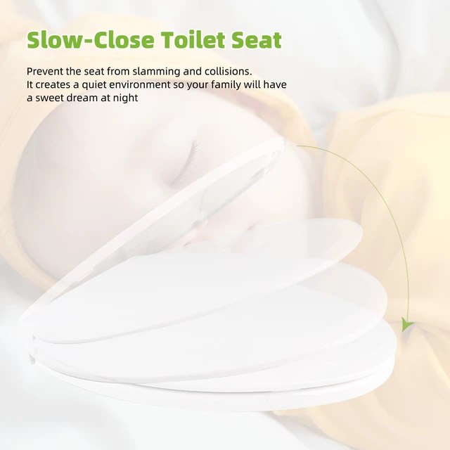 Alt view image 5 of 7 - Toilet Seat Elongated with Slow Close Hinges, Universal Oval Fit, White Compatible with TOTO/Kohler/Gerber/American Standard, Four Bumpers Never Loosen, Two Sets Toilet Bolts and Nuts