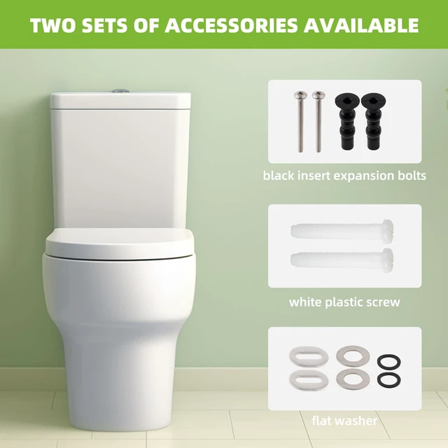 Alt view image 4 of 7 - Toilet Seat Elongated with Slow Close Hinges, Universal Oval Fit, White Compatible with TOTO/Kohler/Gerber/American Standard, Four Bumpers Never Loosen, Two Sets Toilet Bolts and Nuts