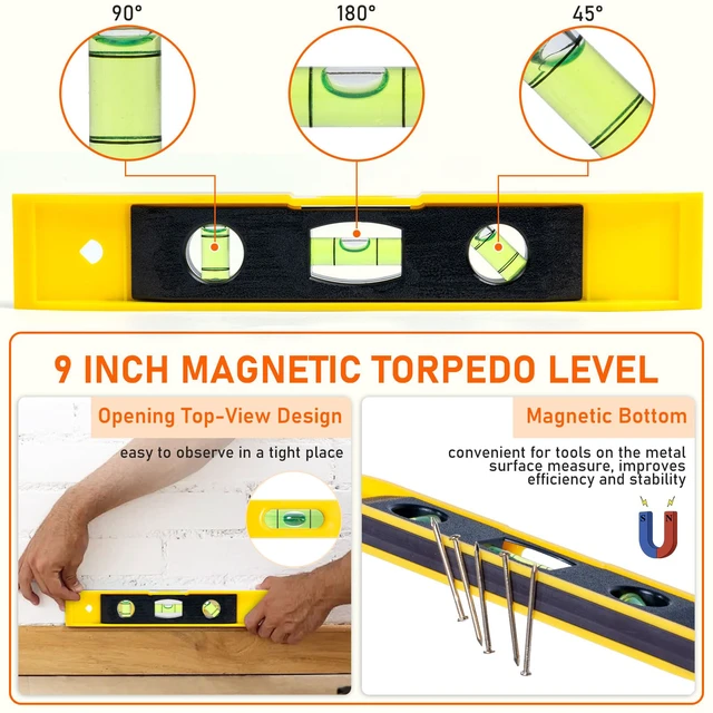 Alt view image 7 of 7 - Picture Hanging Kit, 224pcs Hanging Hardware with Hooks, Wire, Nails, D Rings, Photo Sawtooth Hangers, Ring Hooks, Wall Art Frame Hanging Kit with Yellow Magnetic Level and Small Claw Hammer