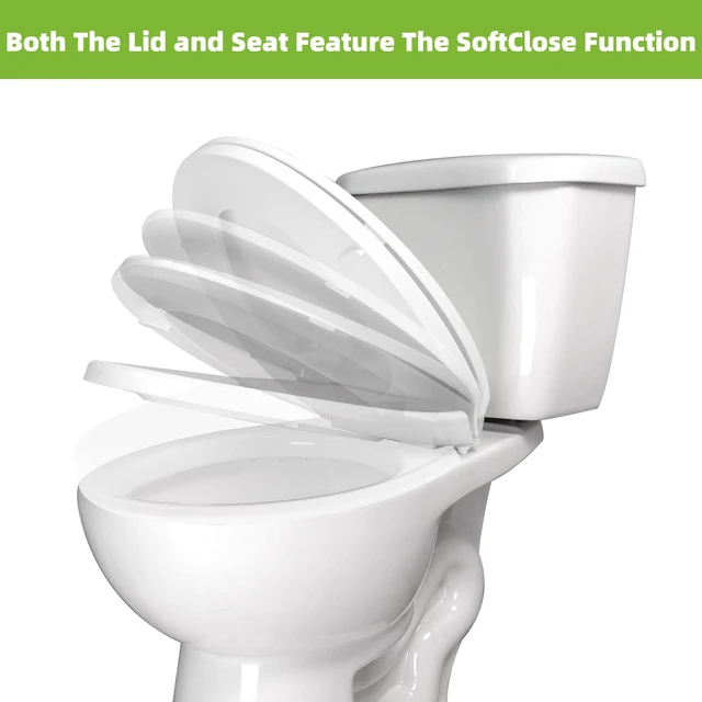 Alt view image 7 of 7 - Toilet Seat Elongated with Slow Close Hinges, Universal Oval Fit, White Compatible with TOTO/Kohler/Gerber/American Standard, Four Bumpers Never Loosen, Two Sets Toilet Bolts and Nuts