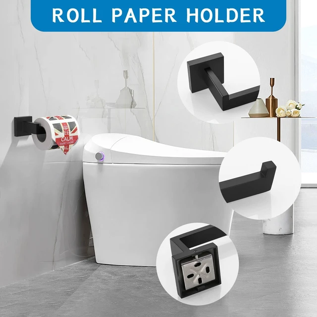Alt view image 4 of 7 - 5 Pieces Bathroom Hardware Accessories Set Black Towel Bar Set Towel Holder Racks Set for Bathroom,SUS304 Stainless Steel,Wall Mounted 23.6-Inch