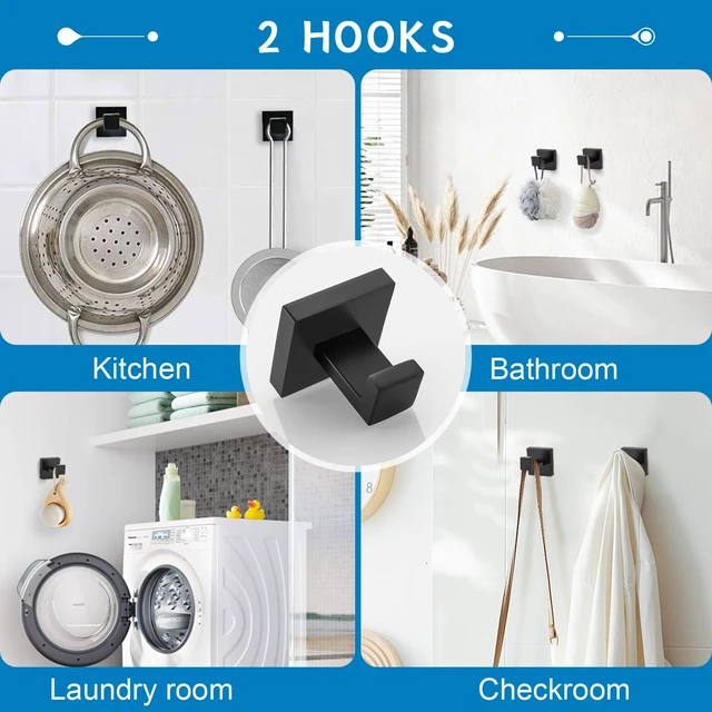 Alt view image 5 of 7 - 5 Pieces Bathroom Hardware Accessories Set Black Towel Bar Set Towel Holder Racks Set for Bathroom,SUS304 Stainless Steel,Wall Mounted 23.6-Inch