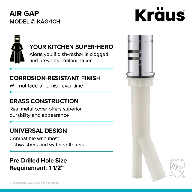 Alt view image 4 of 6 - Dishwasher Air Gap in Chrome, KAG-1CH