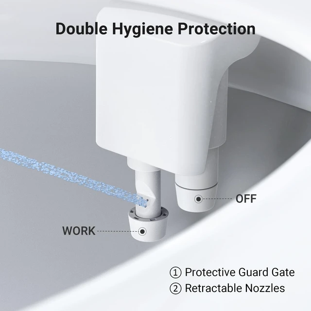 Alt view image 4 of 7 - Bidet Attachment for Toilet Seat Sprayer - Non Electric Dual Nozzle with Cold Water - Self Cleaning Toilets Bathroom Spray for Butt Wash - Easy Slim Adjustable Pressure Control Rv Bidets Gifts