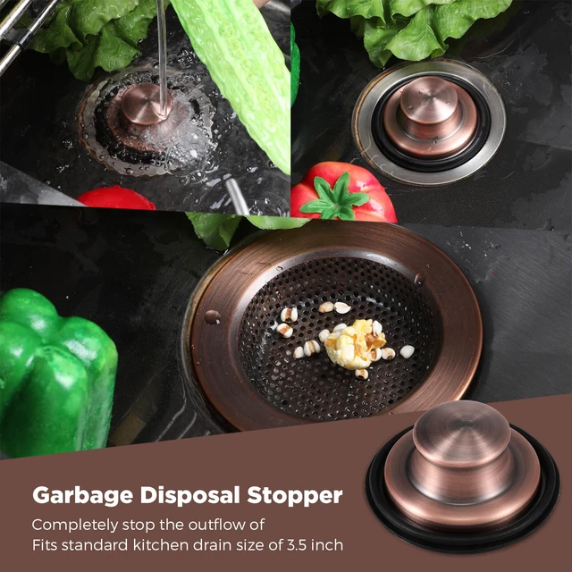 Alt view image 6 of 7 - 3 Pcs Sink Plug Stopper Disposal Drain Strainer,Antique Copper Stainless Steel, Universal Fit for Kitchen Drains, Anti-clogging Mesh Basket, Strainer and Plug Stoppers for Garbage Disposal