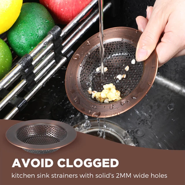 Alt view image 7 of 7 - 3 Pcs Sink Plug Stopper Disposal Drain Strainer,Antique Copper Stainless Steel, Universal Fit for Kitchen Drains, Anti-clogging Mesh Basket, Strainer and Plug Stoppers for Garbage Disposal