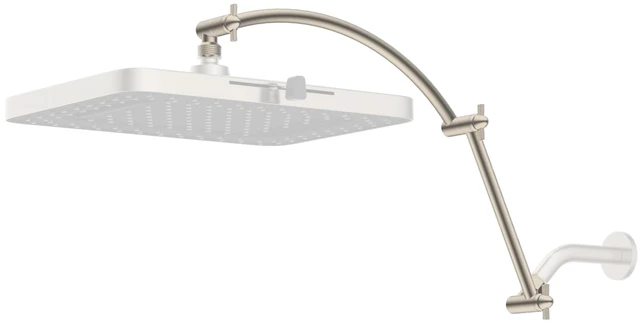 Main image of All Metal 20'' Shower Head Extension Arm, Brushed Nickel Solid Brass Adjustable Shower Arm with Lock Joint, Flexible Height & Angle, Universal Connection Shower Head Extender