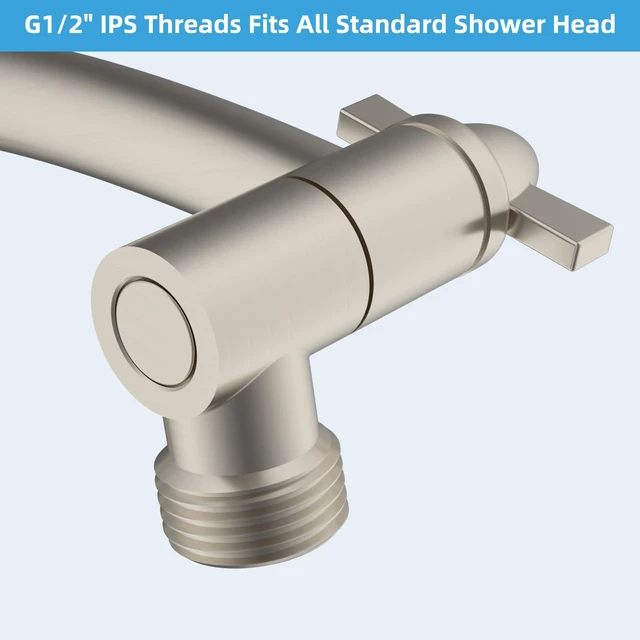 Alt view image 6 of 7 - All Metal 20'' Shower Head Extension Arm, Brushed Nickel Solid Brass Adjustable Shower Arm with Lock Joint, Flexible Height & Angle, Universal Connection Shower Head Extender