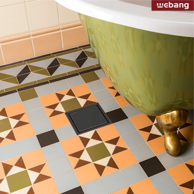 Alt view image 6 of 6 - 4 Inch Square Shower Drain Bronze Floor Drain with Flange Reversible 2-in-1 Cover Tile Insert Grate Removable SUS304 Stainless Steel CUPC Certified Oil Rubbed Bronze