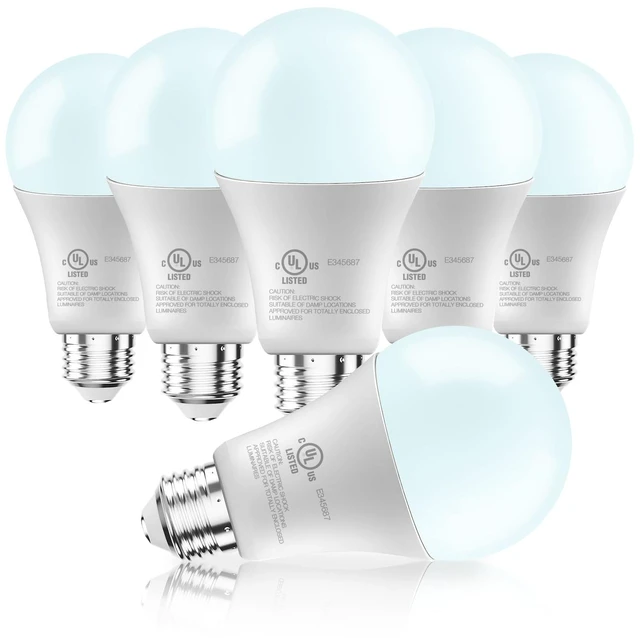 Main image of LED Light Bulbs, A19 5000K Daylight Light Bulbs 100 Watt Equivalent, 1500LM Bright White Light Bulbs, E26 Standard Base, Non-Dimmable, 15 Watt Lightbulbs for Home Office, 6 Pack