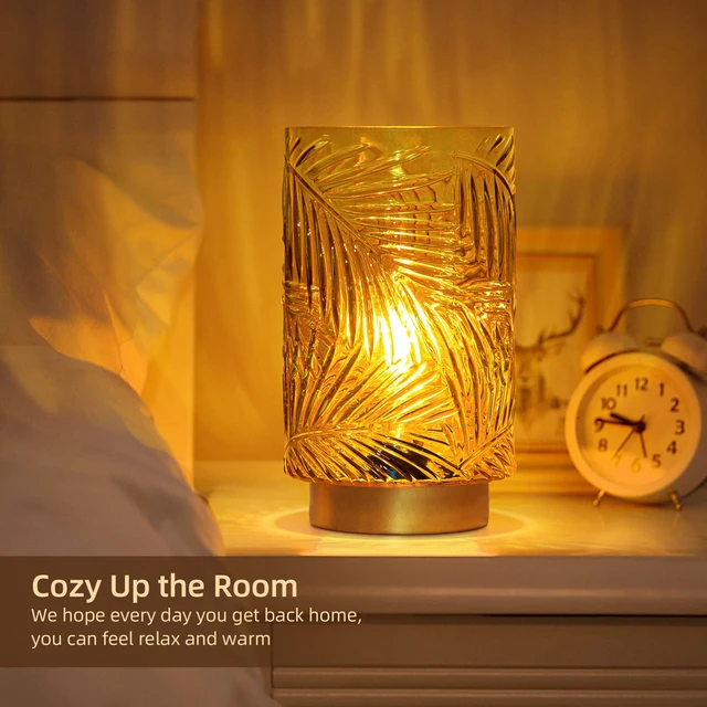 Alt view image 4 of 7 - Battery Operated Lamp with Timer, Cordless Table Lamp Decorative Battery Powered Night Light, Wireless LED Accent Glass, for Living Room Bathroom Decor Indoor Counter, Large Yellow