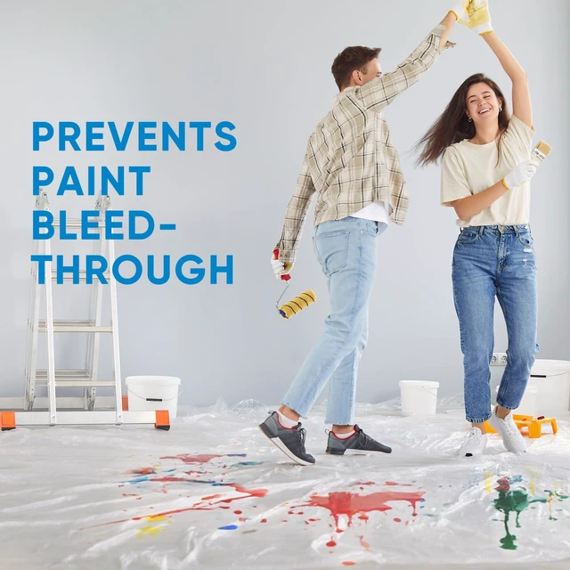 Alt view image 6 of 7 - 12 x 9 Ft Plastic Drop Cloth for Painting, Waterproof Painters Plastic Sheeting, Painting Tarp for Furniture Cover, Floor Protection (12PK, 1.2Mil)