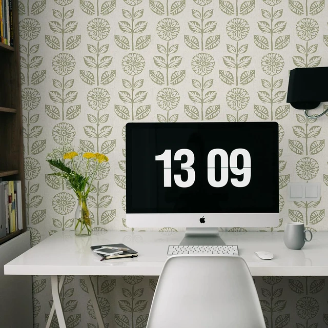 Alt view image 5 of 7 - Floral Wallpaper Peel and Stick Boho Contact Paper 17.7in×393.7in Vintage Floral Peel and Stick Wallpaper Boho Self Adhesive Wall Paper Beige Green Waterproof Removable Wallpaper for Bathroom