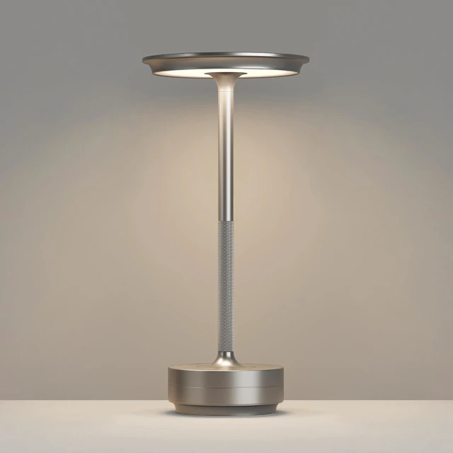 Main image of 1 Pack Cordless Table Lamps Rechargeable, 5000mAh LED Table Light Portable 3 Color Stepless Dimming Battery Powered Table Lamp with Memory Function for Restaurant/Home/Outdoor.(Silver)