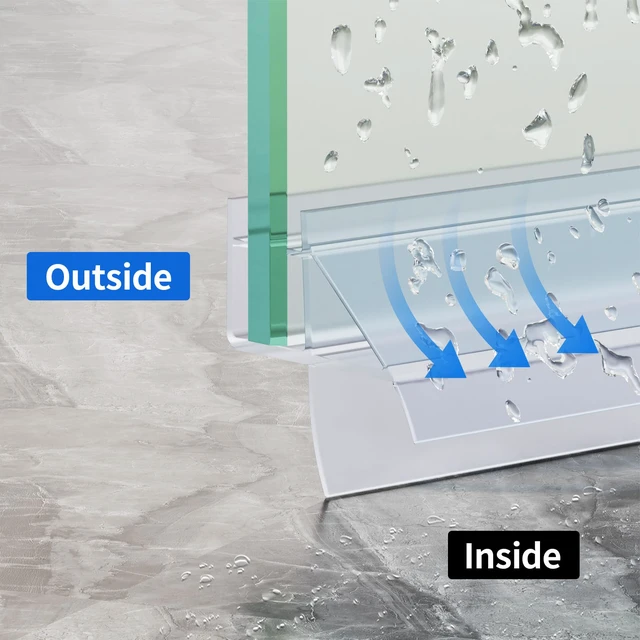 Alt view image 3 of 7 - 3 Pack 3/8"x 39" Frameless Shower Door Bottom Seal Shower Door Sweep for 3/8'' (10mm) Doors, Frameless Glass Shower Door Seal Strip Stop Shower Leaks and Create a Water Barrier