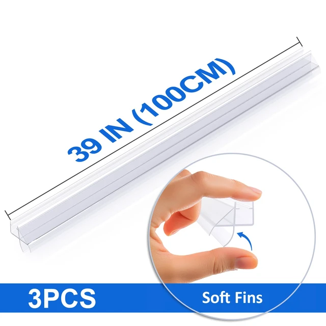 Alt view image 6 of 7 - 3 Pack 3/8"x 39" Frameless Shower Door Bottom Seal Shower Door Sweep for 3/8'' (10mm) Doors, Frameless Glass Shower Door Seal Strip Stop Shower Leaks and Create a Water Barrier