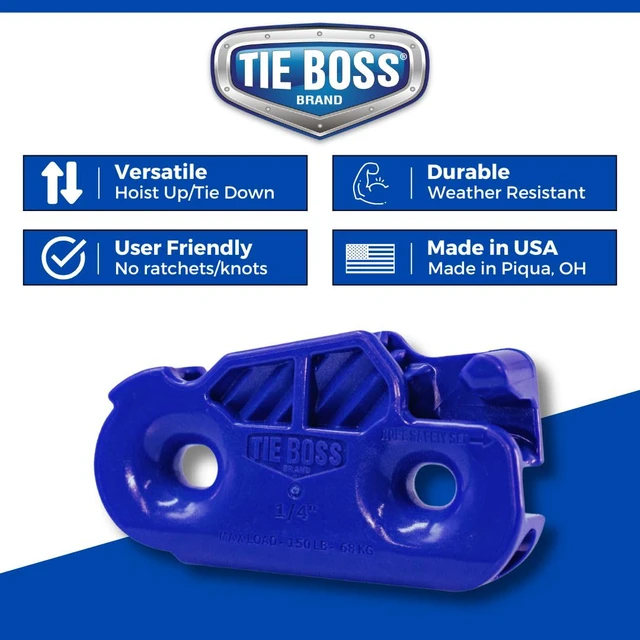 Alt view image 4 of 7 - 1/4 Inch Self-Locking Down System, 150 lbs, Blue 15 Feet of Rope, Easy to Use, Strong and Secure, Made in USA