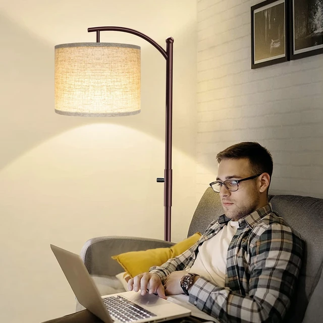 Alt view image 7 of 7 - Dimmable Floor Lamp, Arc Floor Lamps for Living Room, Stepless Dimming Modern Standing Lamp with Linen Shade, Tall Lamp for Bedroom Office Dining Room- Brown