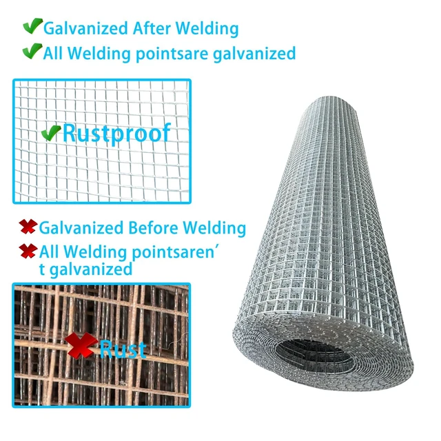 Alt view image 3 of 6 - Galvanized Welded Wire Mesh Roll, 16in x 35ft, 1/4 Inch 23 Gauge Hardware Cloth - Garden Fencing for Rabbits, Chickens, Snakes, Gophers, Raccoons & Small Critters - Cage, Enclosure, Pest Barrier