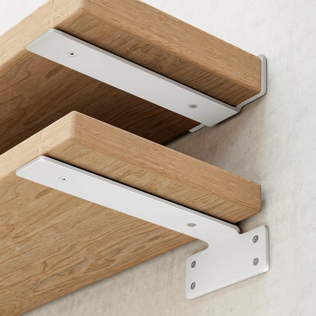 Main image of Shelf Brackets, Heavy Duty Floating Shelf Brackets 12-Inch Long, 6-Pack Brackets for Shelves, Matte White L Hidden Metal Wall Shelf Support Shelving Brackets, 1/5-Inch Thick 160 lb. Load Capacity