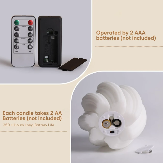 Alt view image 4 of 7 - White Swirl Flameless Candles with Remote Timer Flickering LED Round Candle, Real Wax Coating, 2 AA Battery Powered, Aesthetic Home Shelf Decor 2 Pack