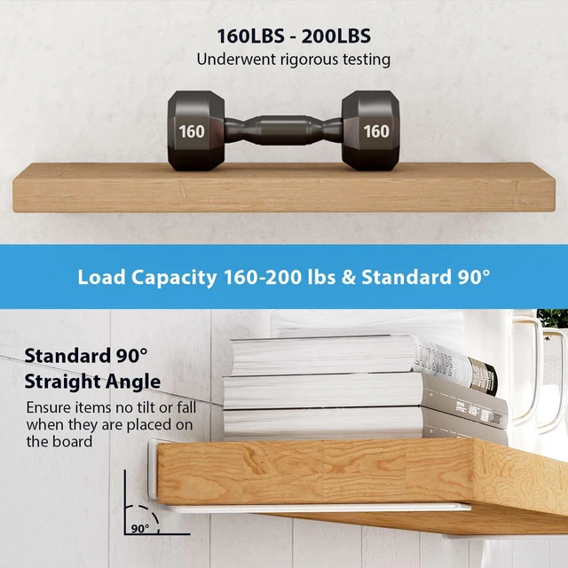 Alt view image 5 of 7 - Shelf Brackets, Heavy Duty Floating Shelf Brackets 12-Inch Long, 6-Pack Brackets for Shelves, Matte White L Hidden Metal Wall Shelf Support Shelving Brackets, 1/5-Inch Thick 160 lb. Load Capacity